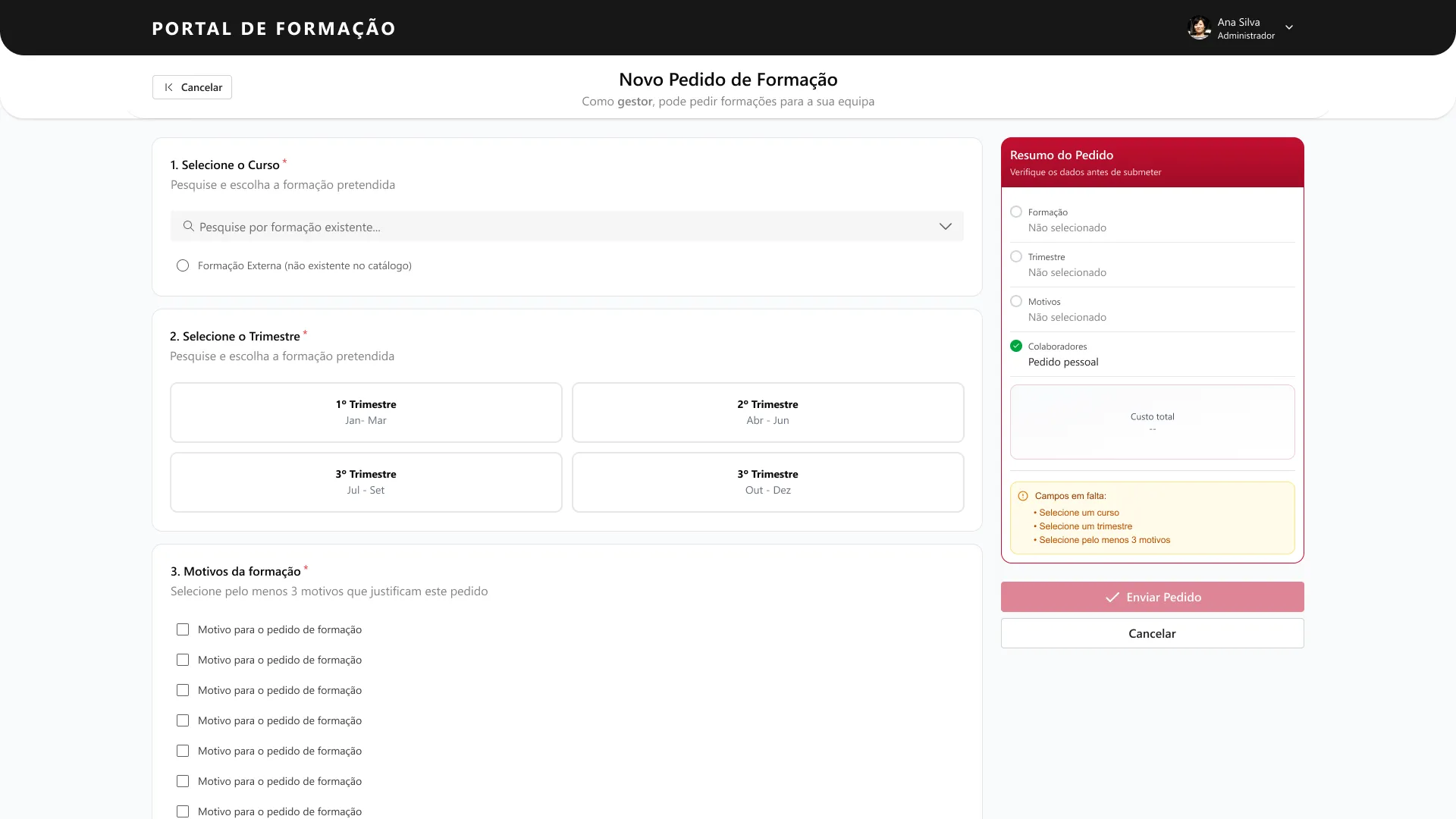 Employee training request submission form — Power Apps HR request management