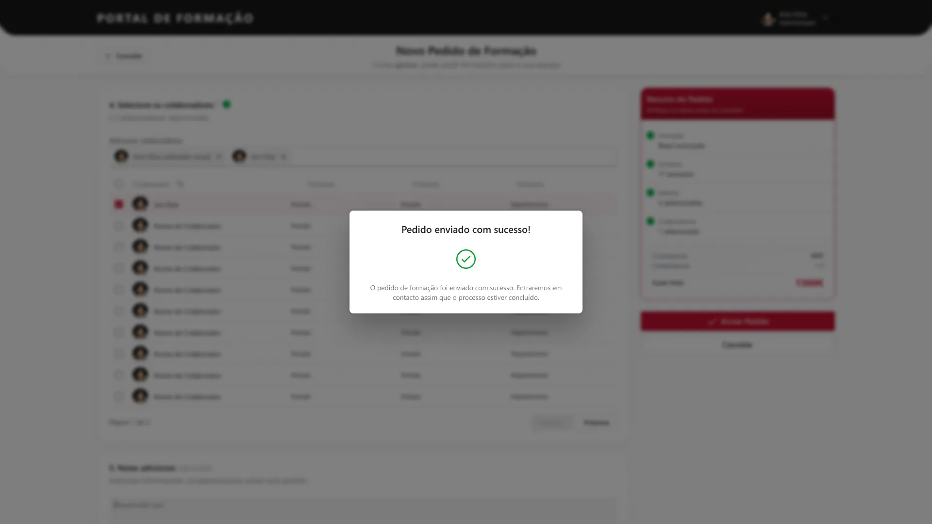 Training details view with course information and registration — AvantIT Power Apps