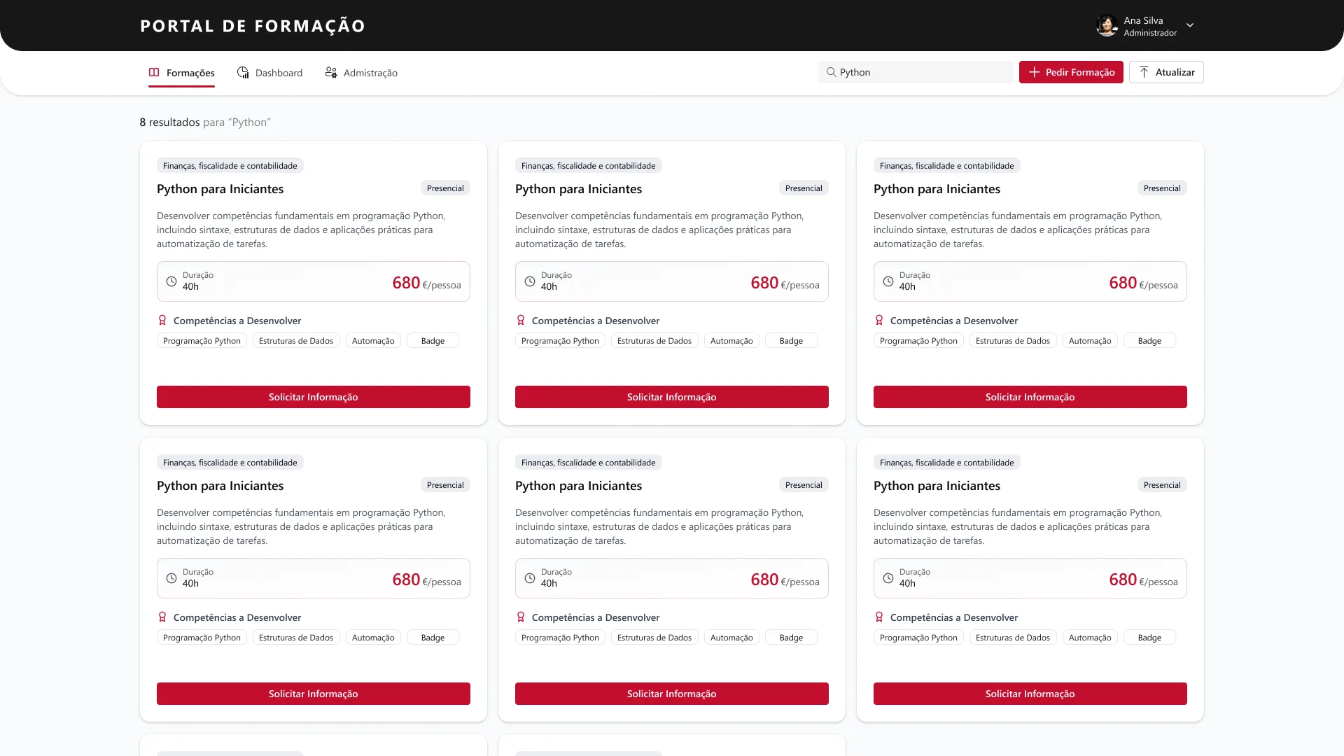 Search in available training catalogue — AvantIT HR Power Apps